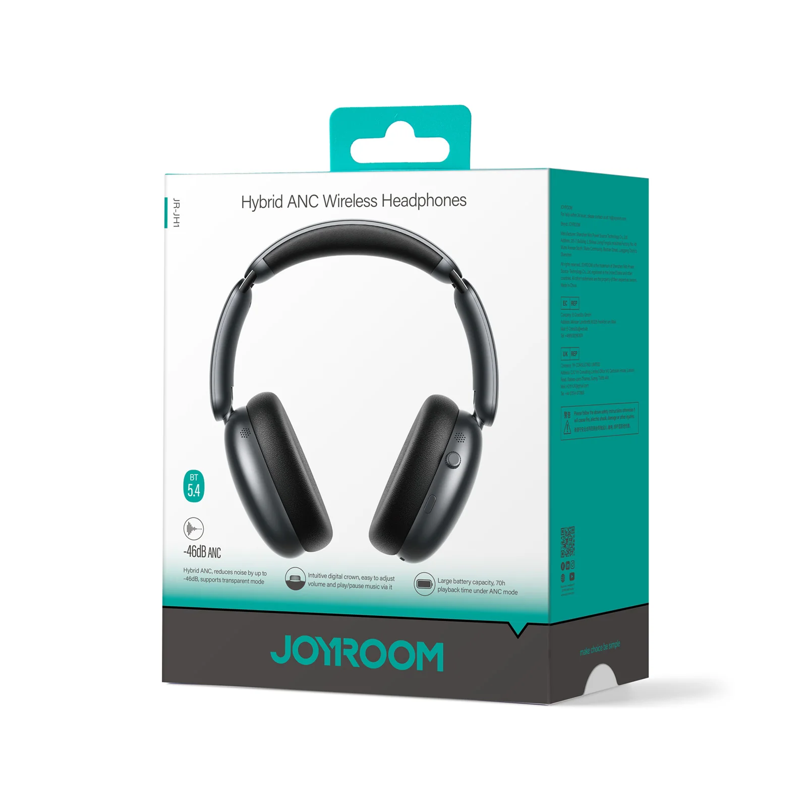 JR-JH1 Hybrid ANC Wireless Headphones-Black - Image 2