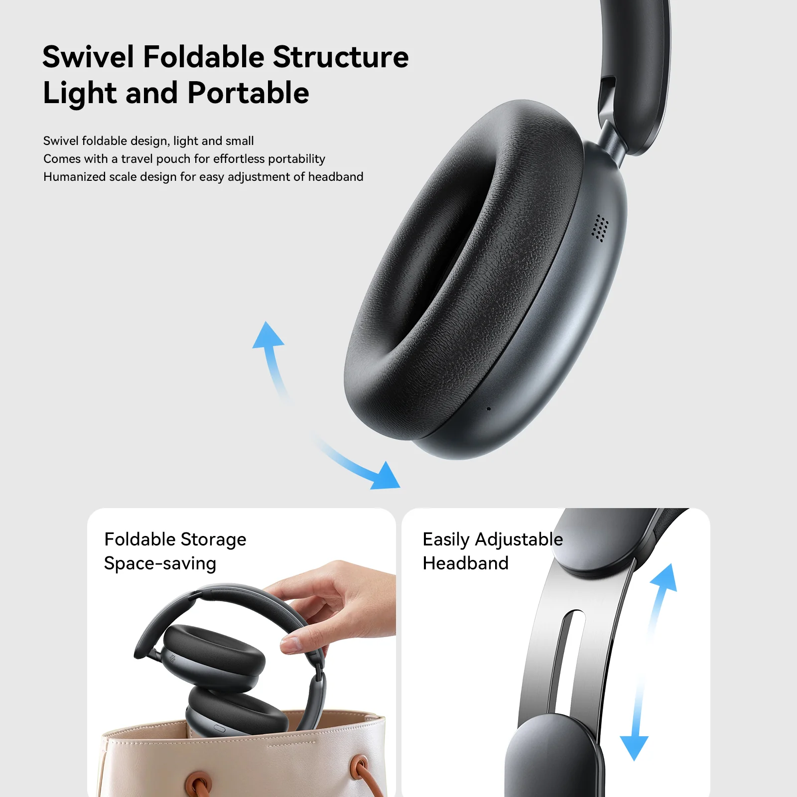JR-JH1 Hybrid ANC Wireless Headphones-Black - Image 7