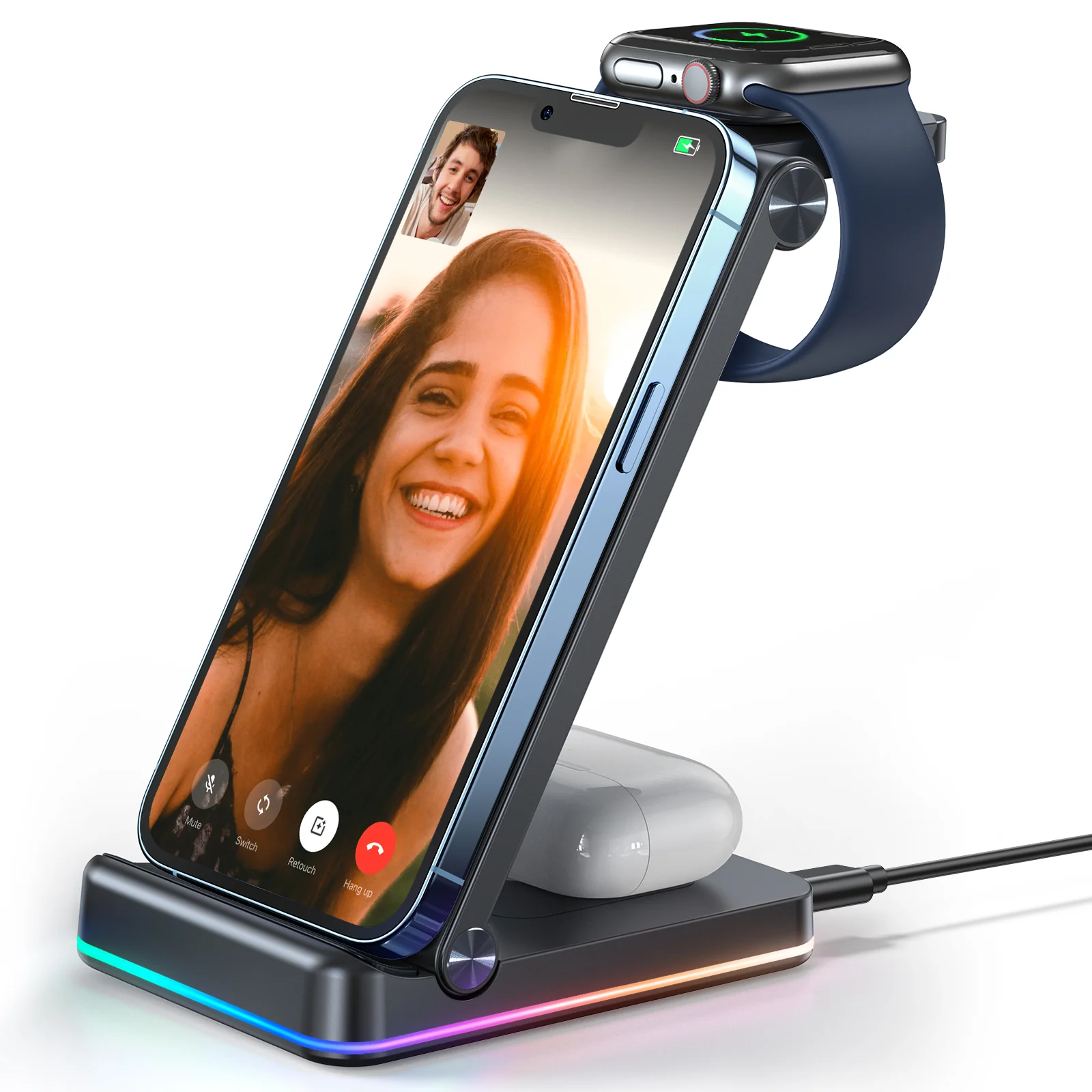 JR-WQN01 3 in 1 Magnetic Charging Station for phone for watch for earphone - Image 3