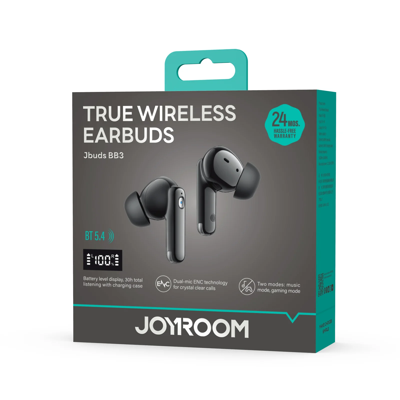 JR-BB3 True Wireless Bluetooth Earphones Black - Image 2