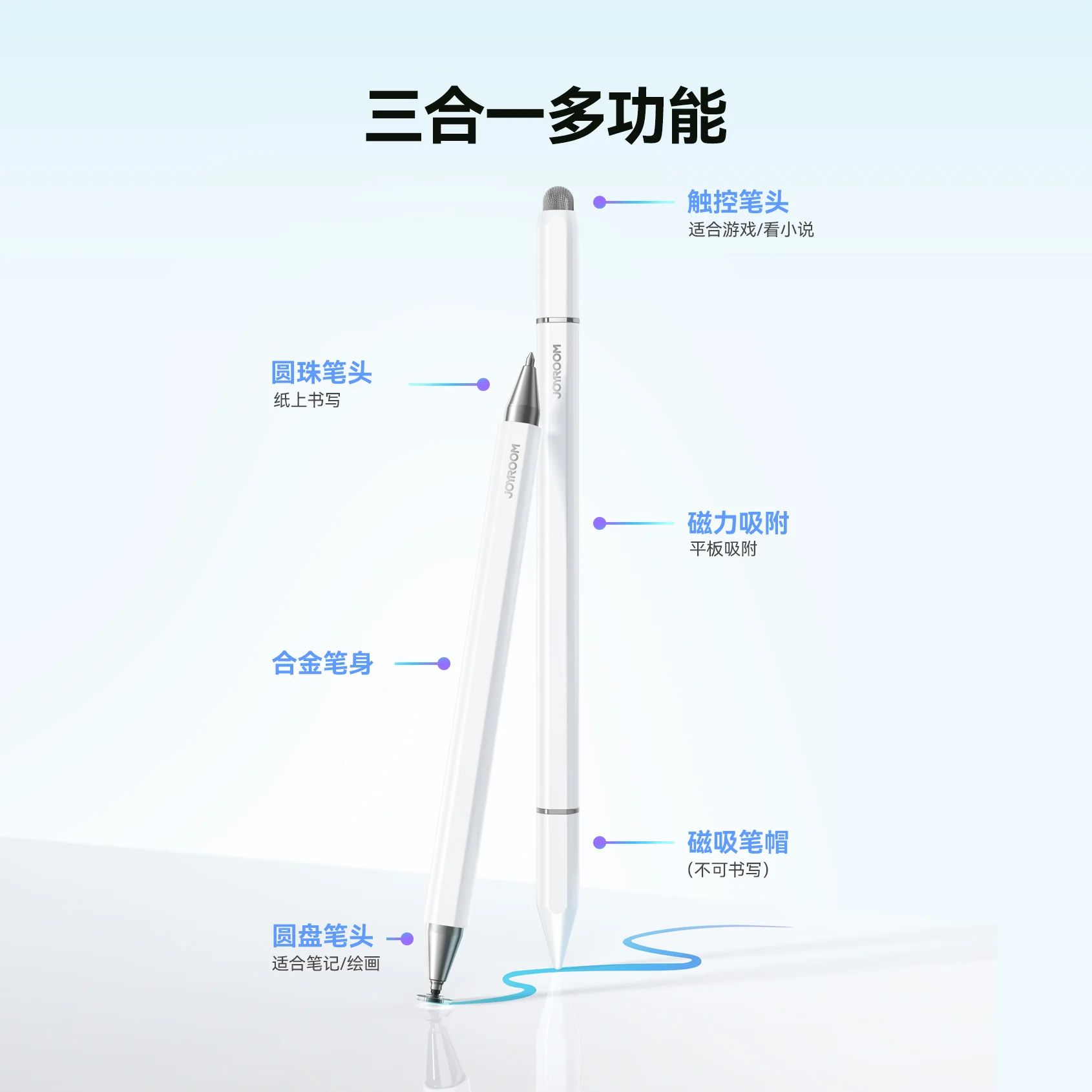 JR-BP561 3-in-1 Magnetic Passive Capacitive Stylus Pen - Image 12