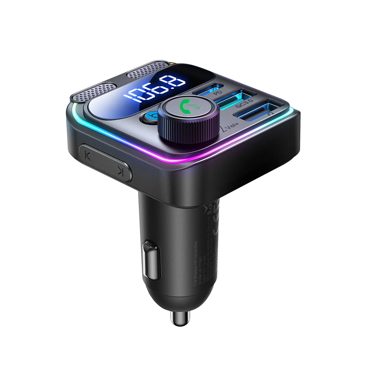 JR-CCB01 48W Dual-Mic Car Wireless FM Transmitter-Black - Image 3