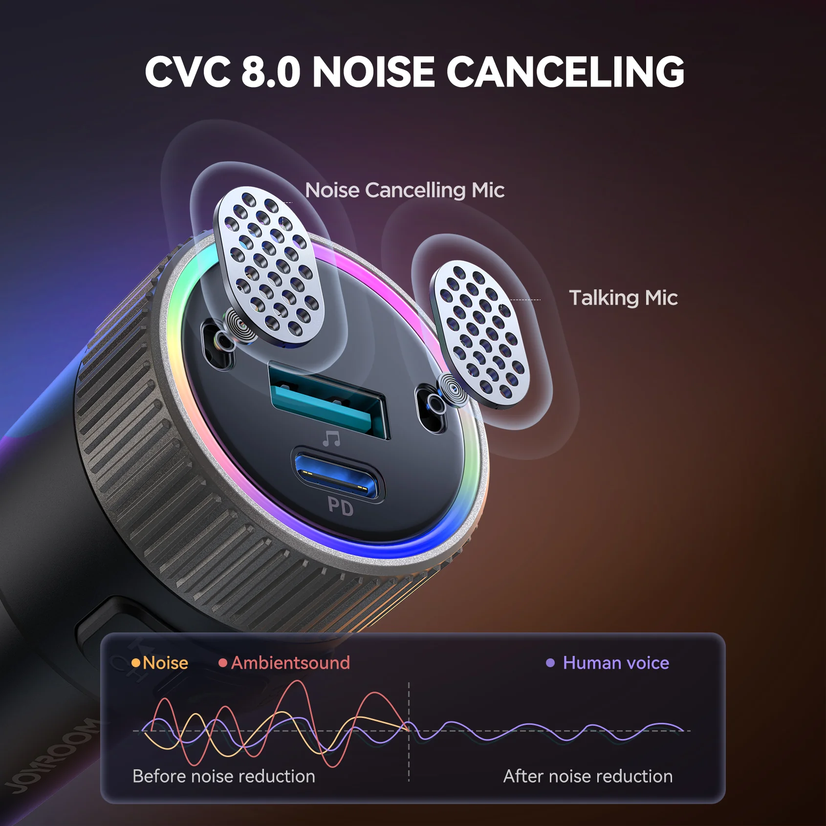 JR-CCB02 60W Car Wireless FM Transmitter-Black - Image 4