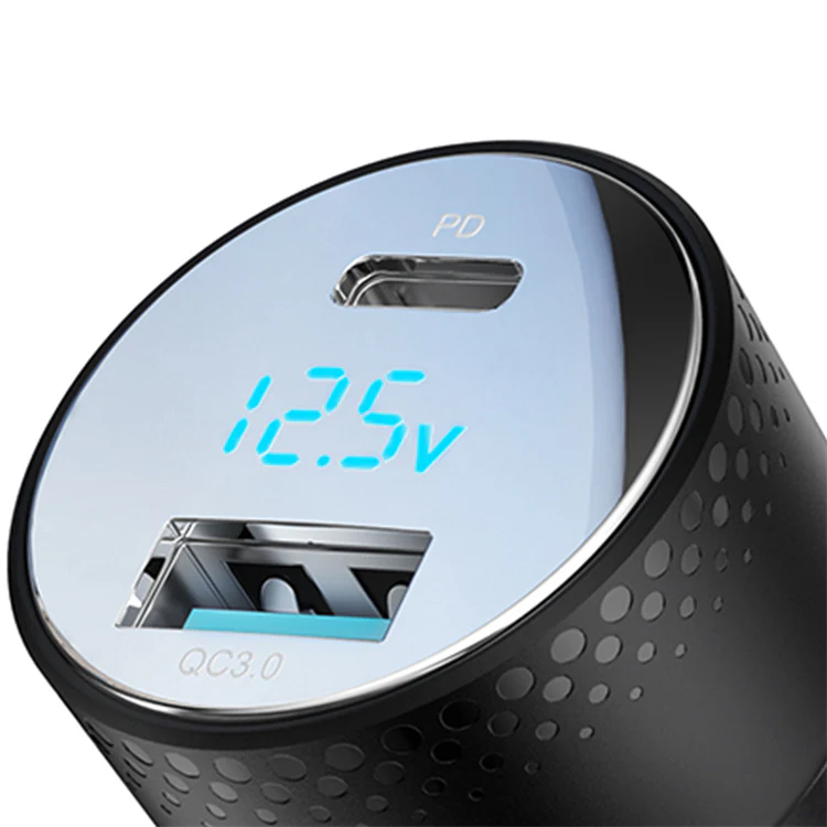 JR-CCD01 53W Dual-Port (A+C) Digital Display Car Charger-Black - Image 2