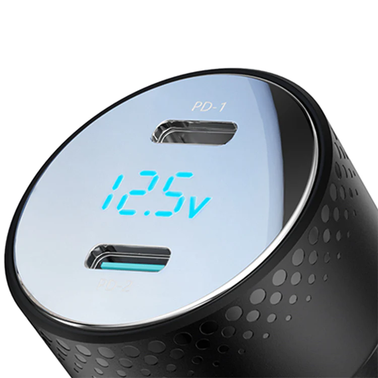 JR-CCD02 70WDual-Port (PD*2) Digital Display Car Charger-Black - Image 3