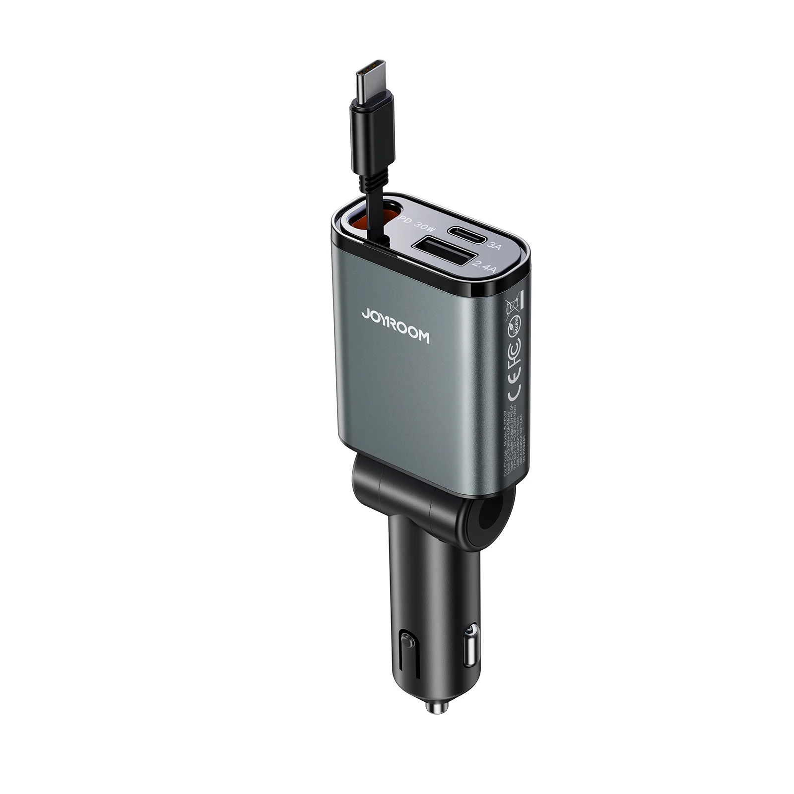 JR-CCL07 30W 3-in-1 Retractable Cable Car Charger