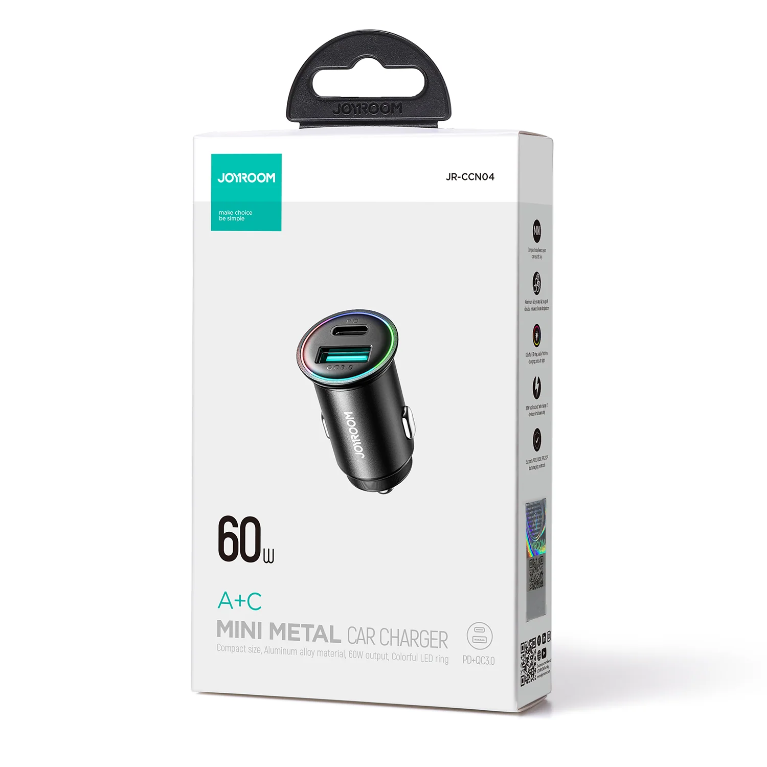 JR-CCN04 A+C 60W A+C mini Metal Car Charger - Image 6