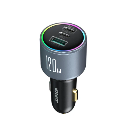 JR-CCN07 120W 3-Port (2PD+1QC3.0) Car Charger-Dark Gray - Image 3