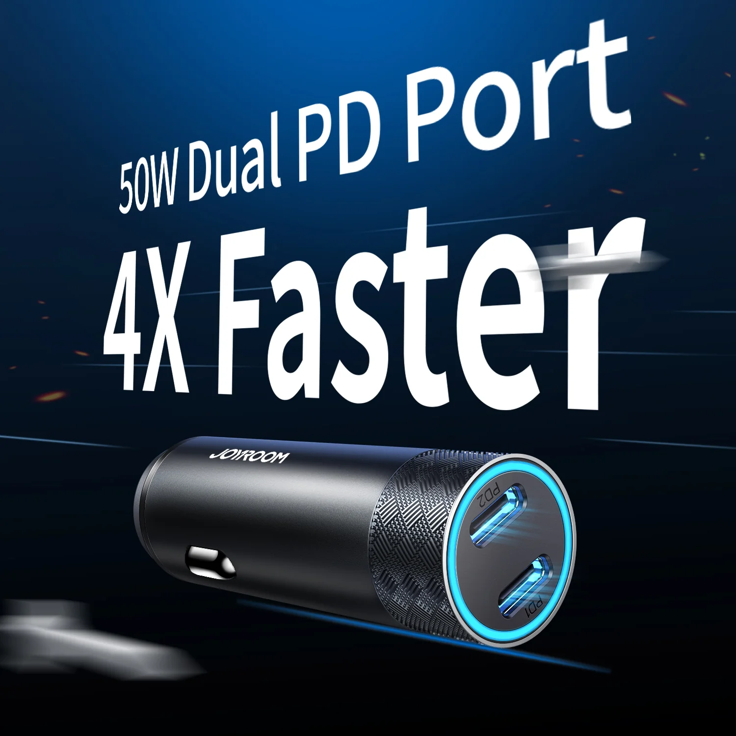 JR-CL13 50W Dual-port PD Car Charger-Gray - Image 2