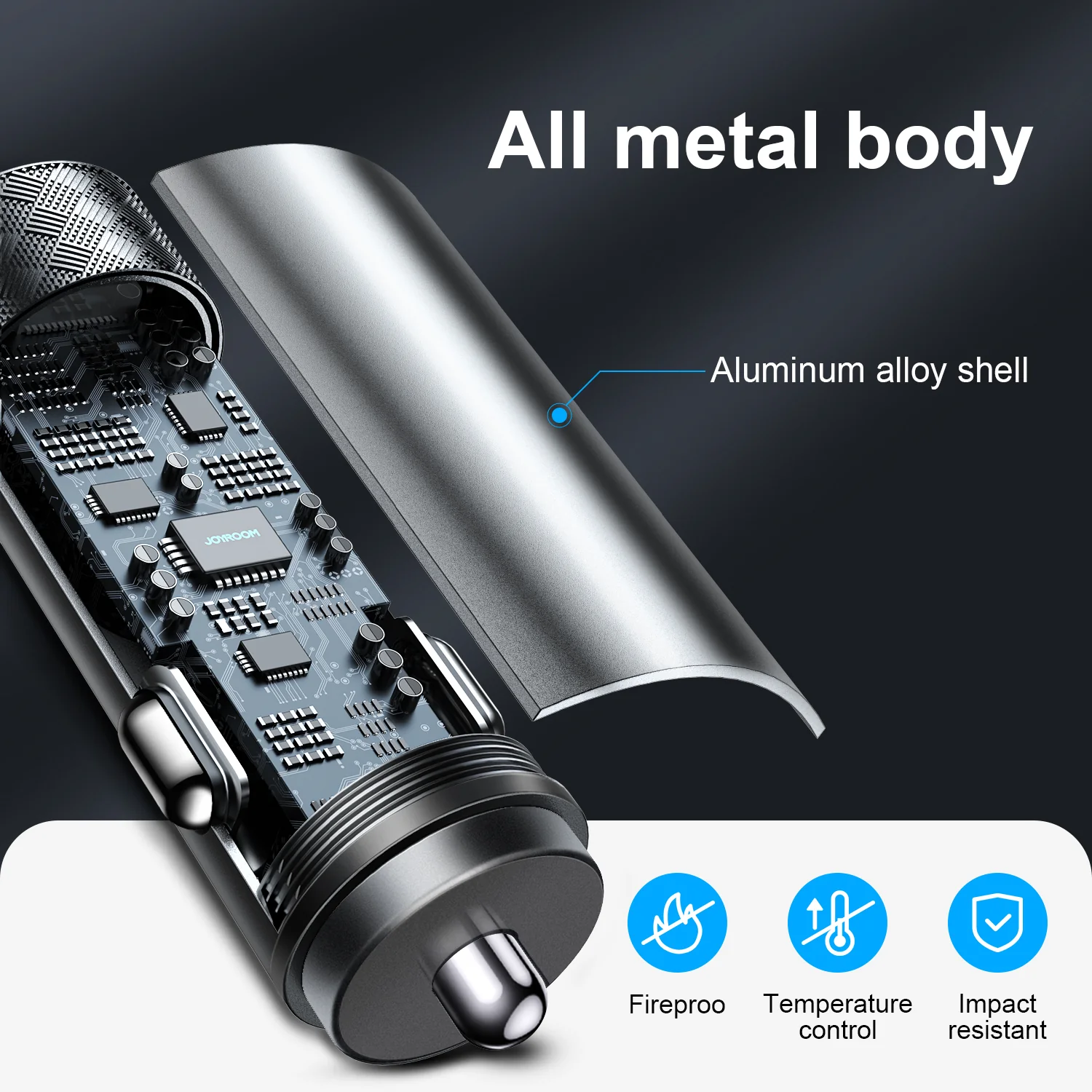 JR-CL13 50W Dual-port PD Car Charger-Gray - Image 4