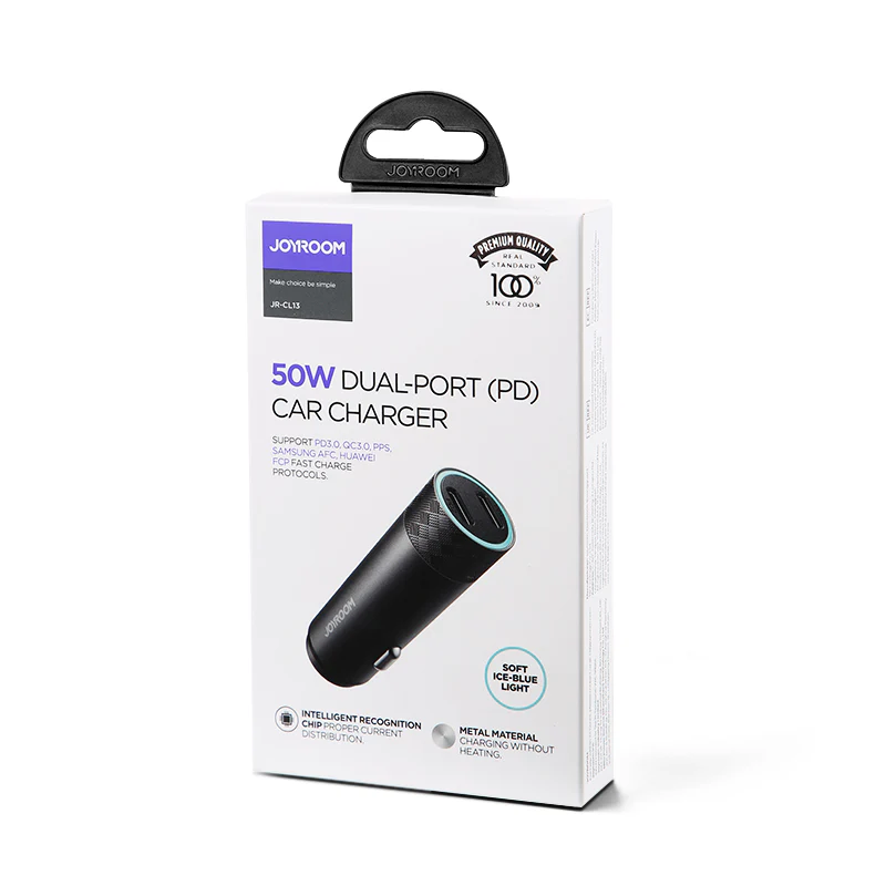 JR-CL13 50W Dual-port PD Car Charger-Gray - Image 5