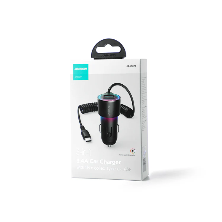 JR-CL24/JR-CL25 17W 3-in-1 Wired Car Charger(Type-C/Lightning) - Image 3