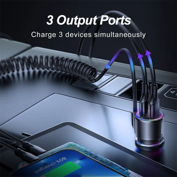 JR-CL24/JR-CL25 17W 3-in-1 Wired Car Charger(Type-C/Lightning) - Image 5