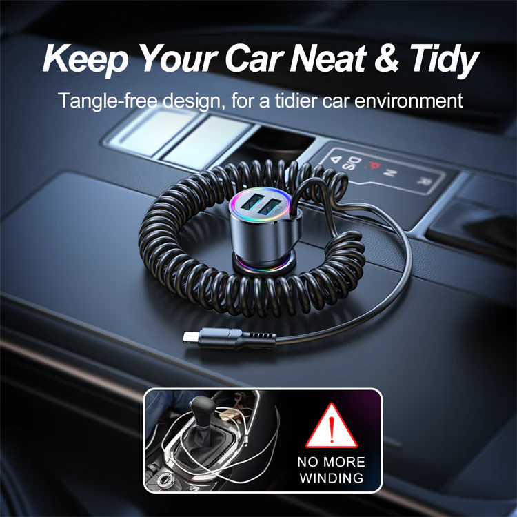 JR-CL24/JR-CL25 17W 3-in-1 Wired Car Charger(Type-C/Lightning) - Image 6
