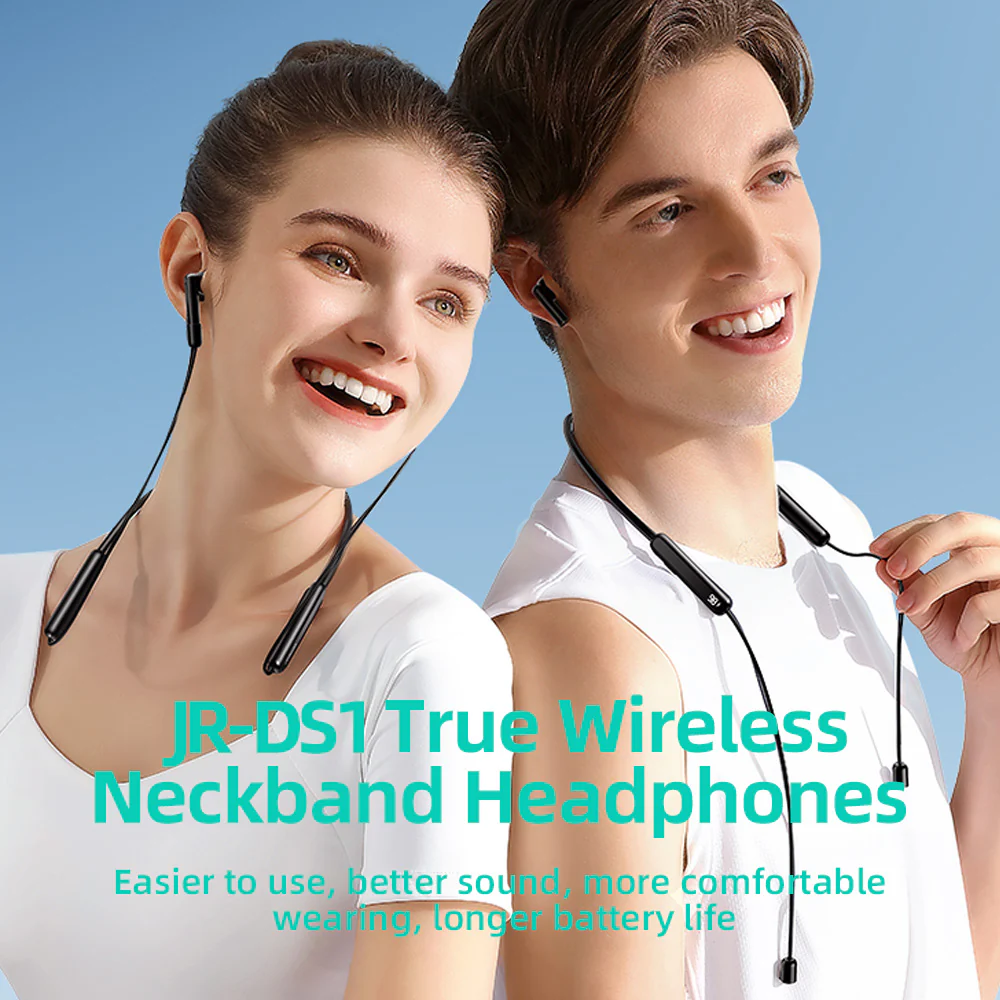 JR-DS1 Magnetic True Wireless Neckband Headphones-Black - Image 5