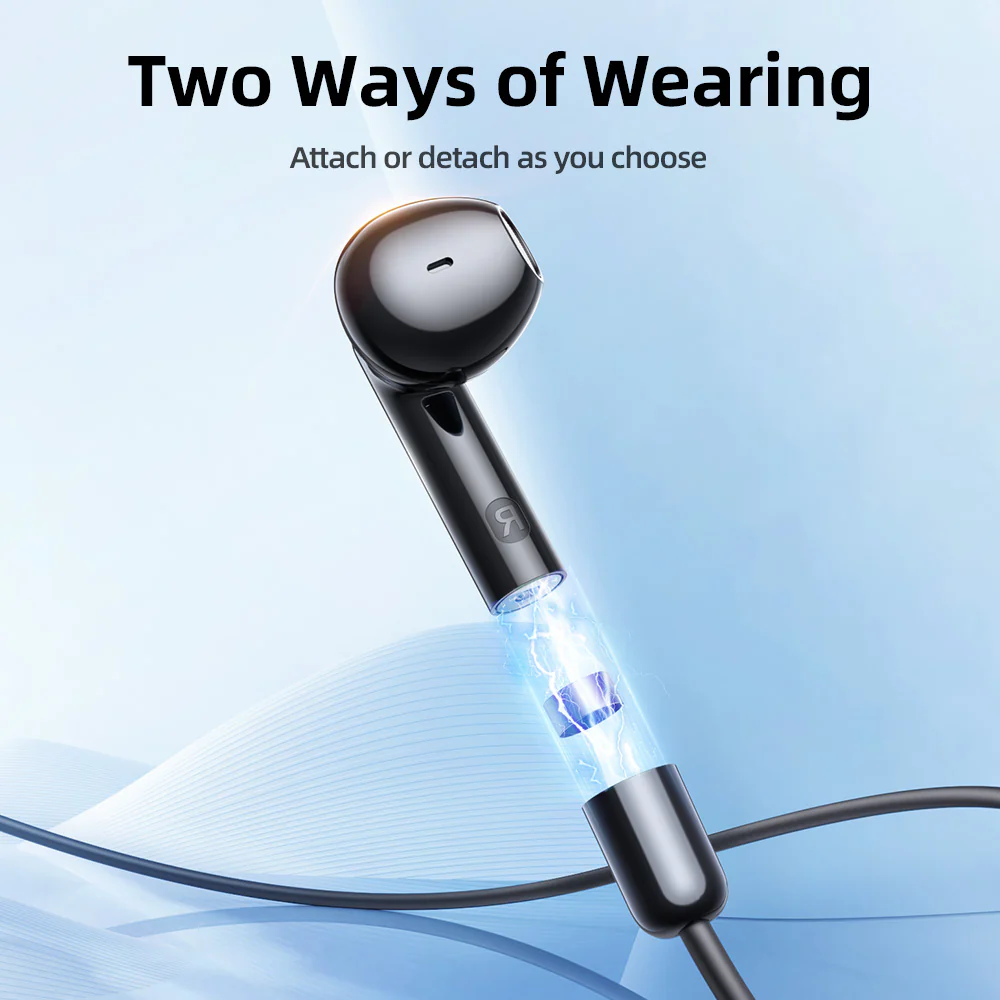 JR-DS1 Magnetic True Wireless Neckband Headphones-Black - Image 6