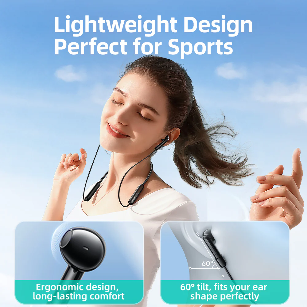 JR-DS1 Magnetic True Wireless Neckband Headphones-Black - Image 7
