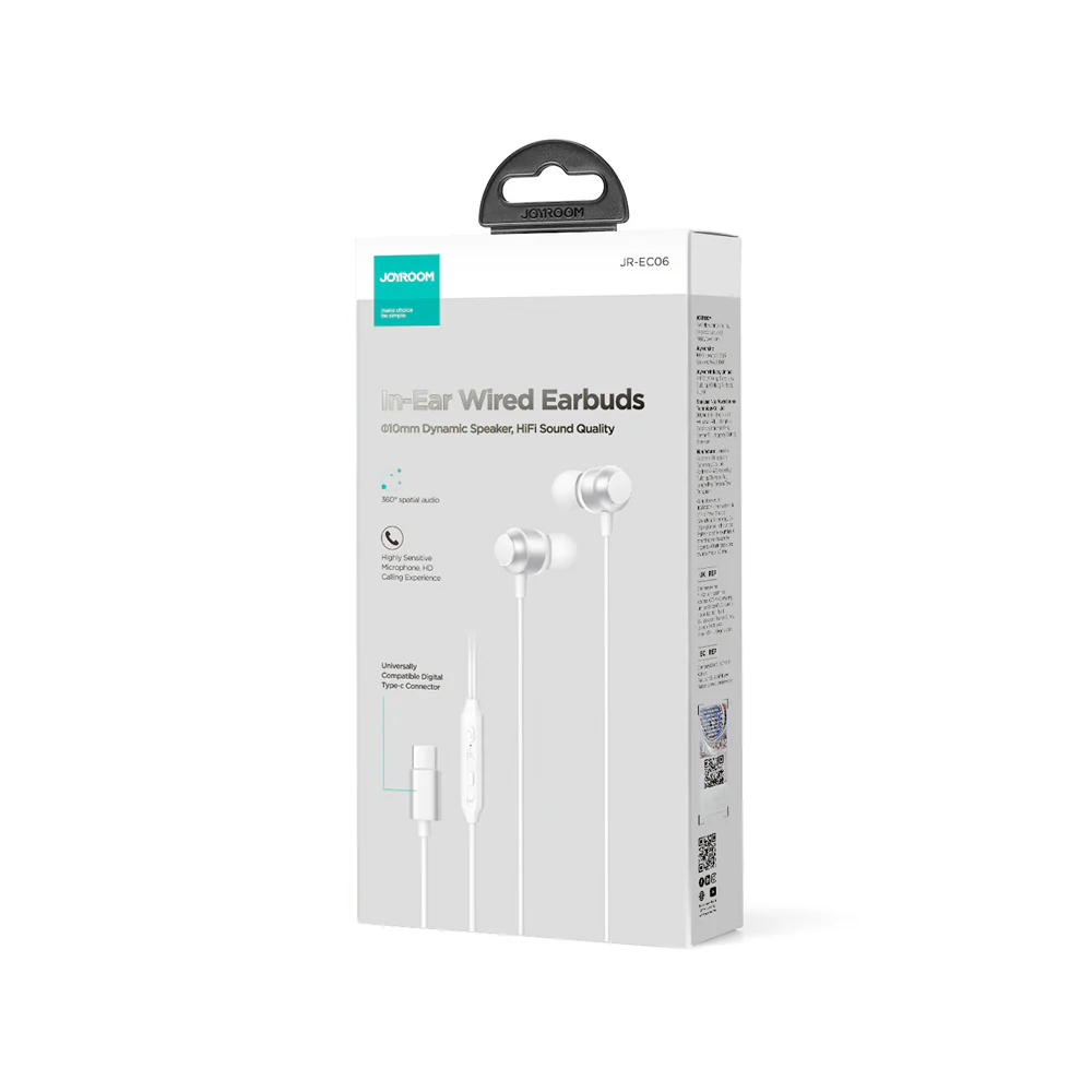 JR-EC06 TYPE-C Series In-Ear Metal Wired Earbuds Silver/Gray - Image 3