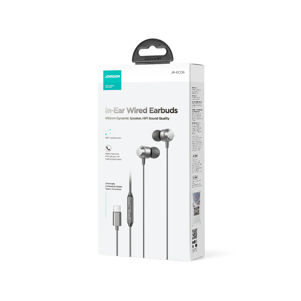JR-EC06 TYPE-C Series In-Ear Metal Wired Earbuds Silver/Gray - Image 4