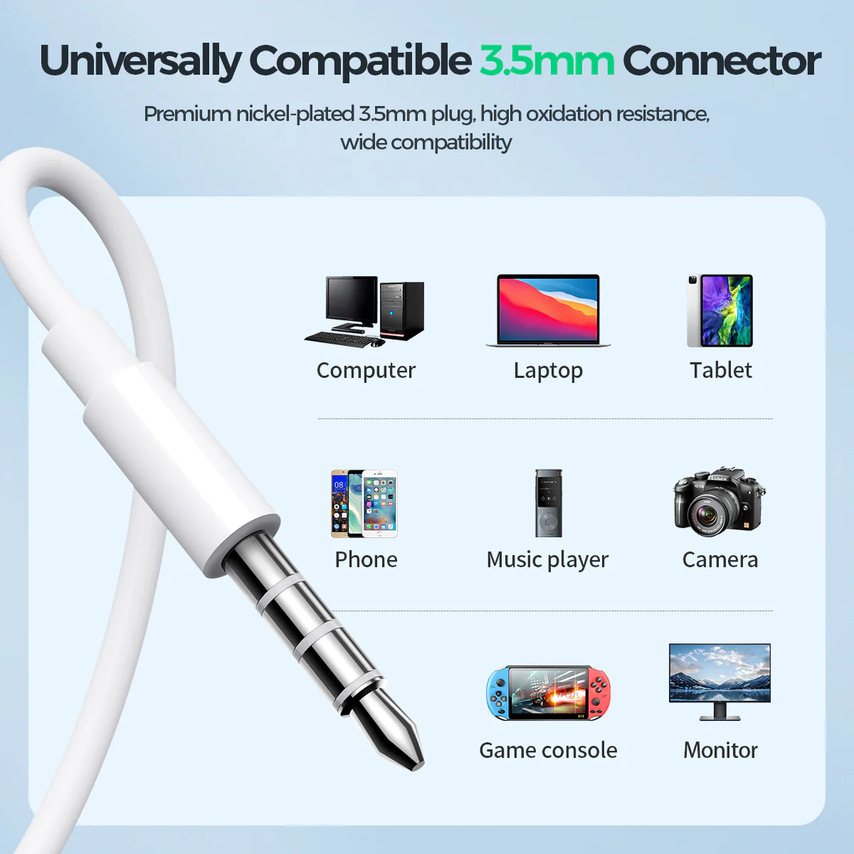 JR-EW01 3.5MM Wired Series Half In-Ear Wired Earphones white/black - Image 6