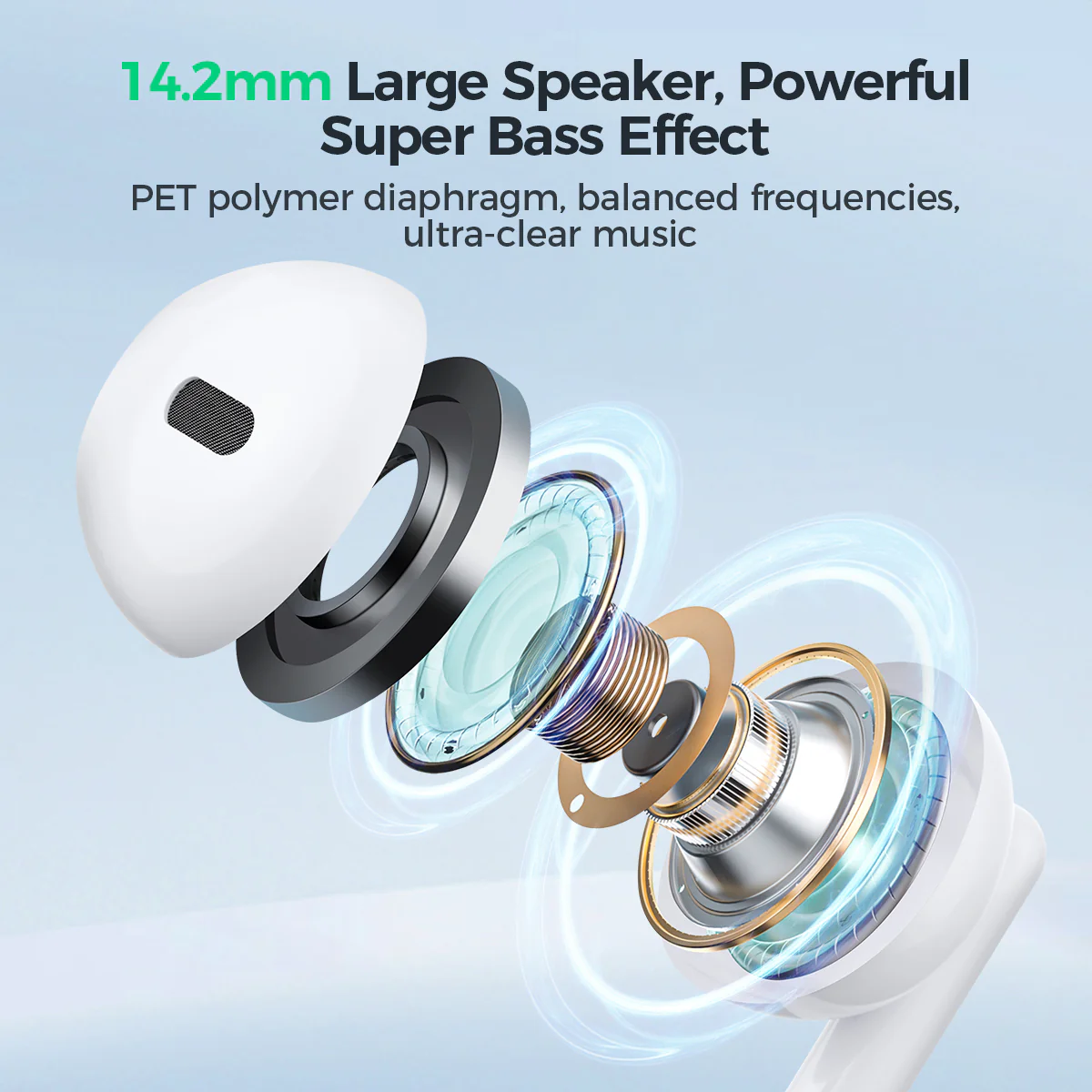 JR-EW01 3.5MM Wired Series Half In-Ear Wired Earphones white/black - Image 7