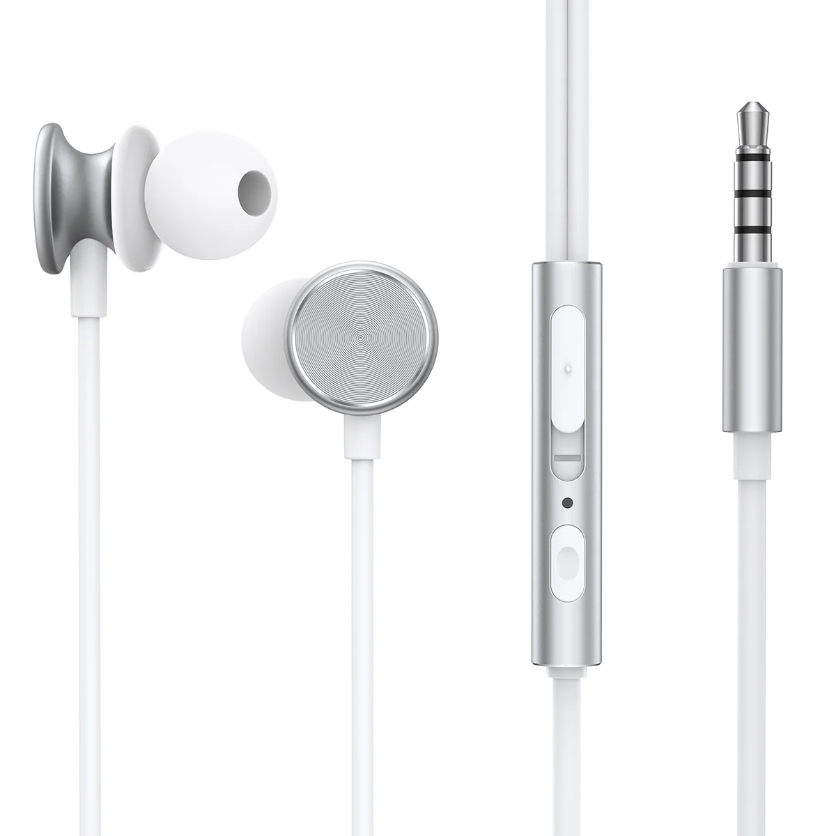 JR-EW03 3.5MM Wired Series In-Ear Metal Wired Earbuds Silver/Gray - Image 2