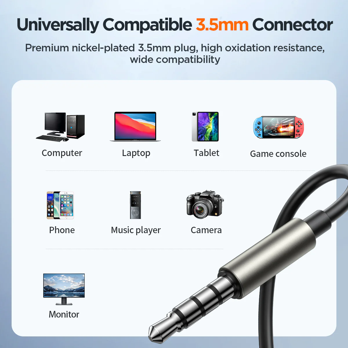 JR-EW03 3.5MM Wired Series In-Ear Metal Wired Earbuds Silver/Gray - Image 6
