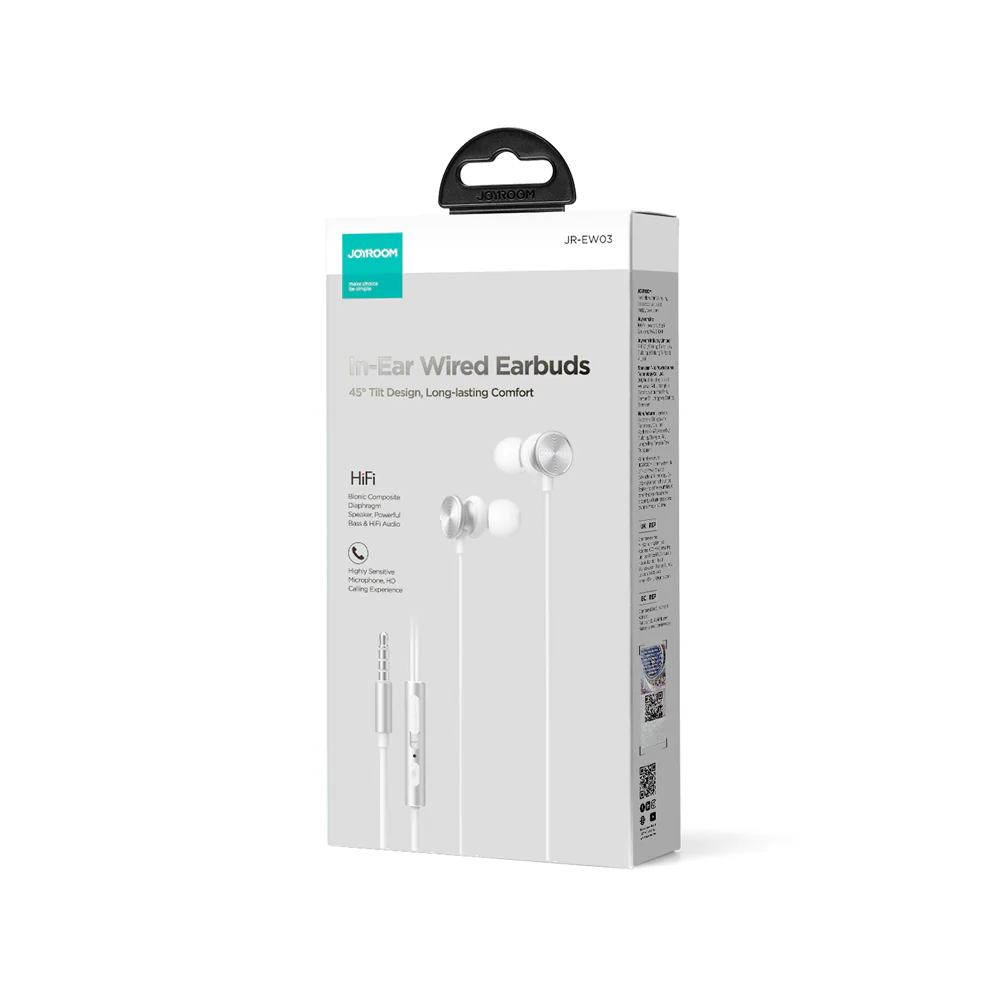JR-EW03 3.5MM Wired Series In-Ear Metal Wired Earbuds Silver/Gray - Image 9
