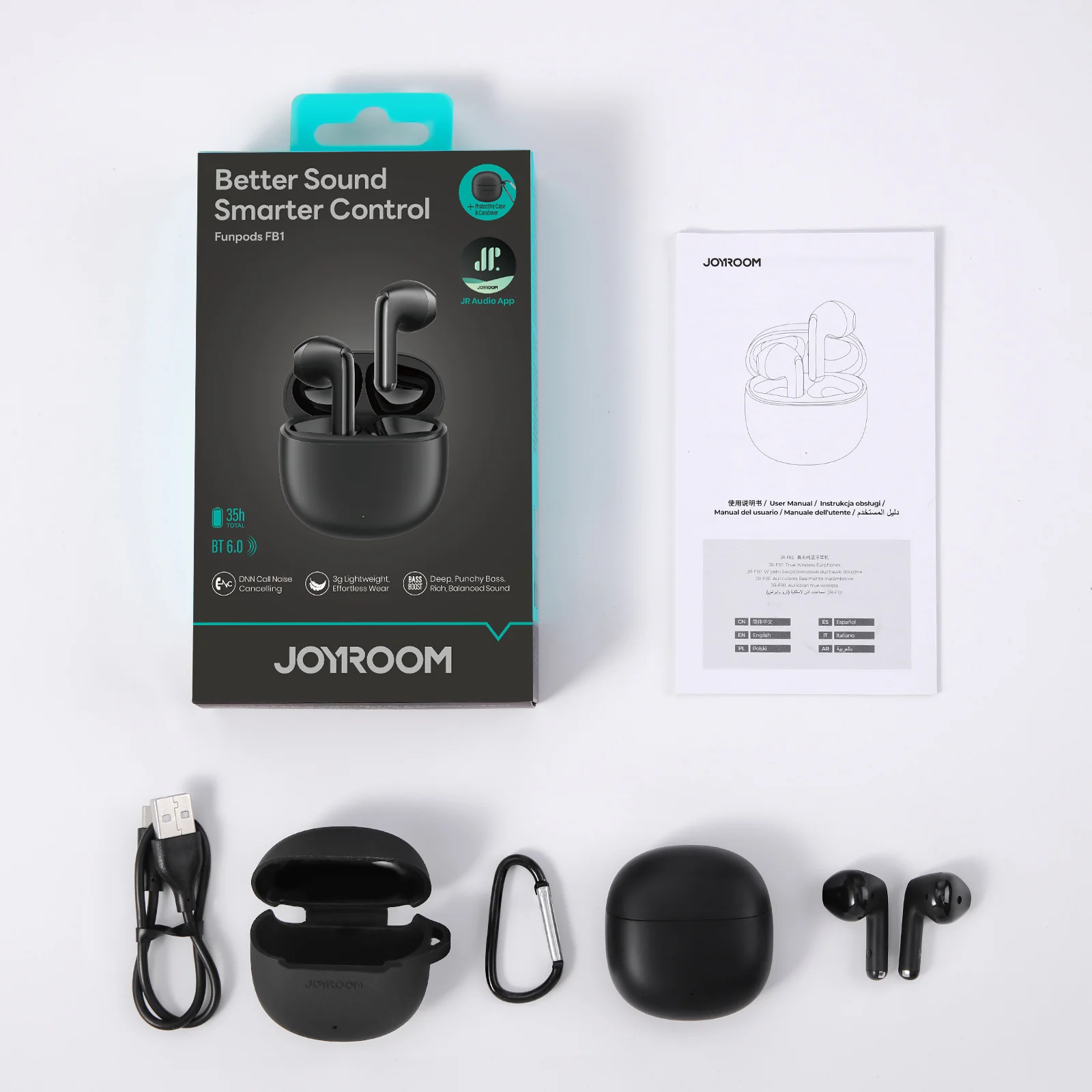 JR-FB1 True Wireless earphones-Black/White - Image 4