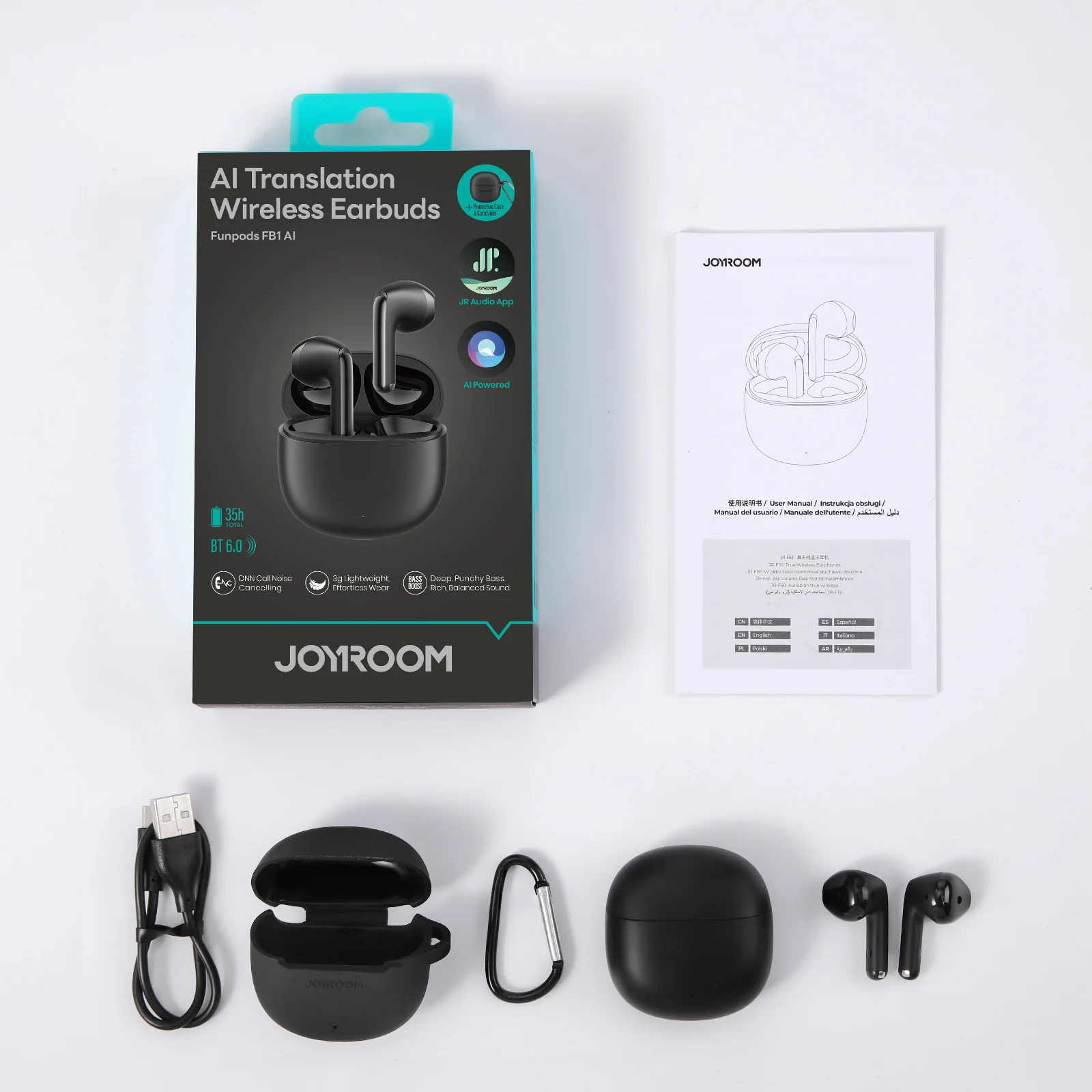 JR-FB1 True Wireless earphones-White  (AI Version) - Image 4