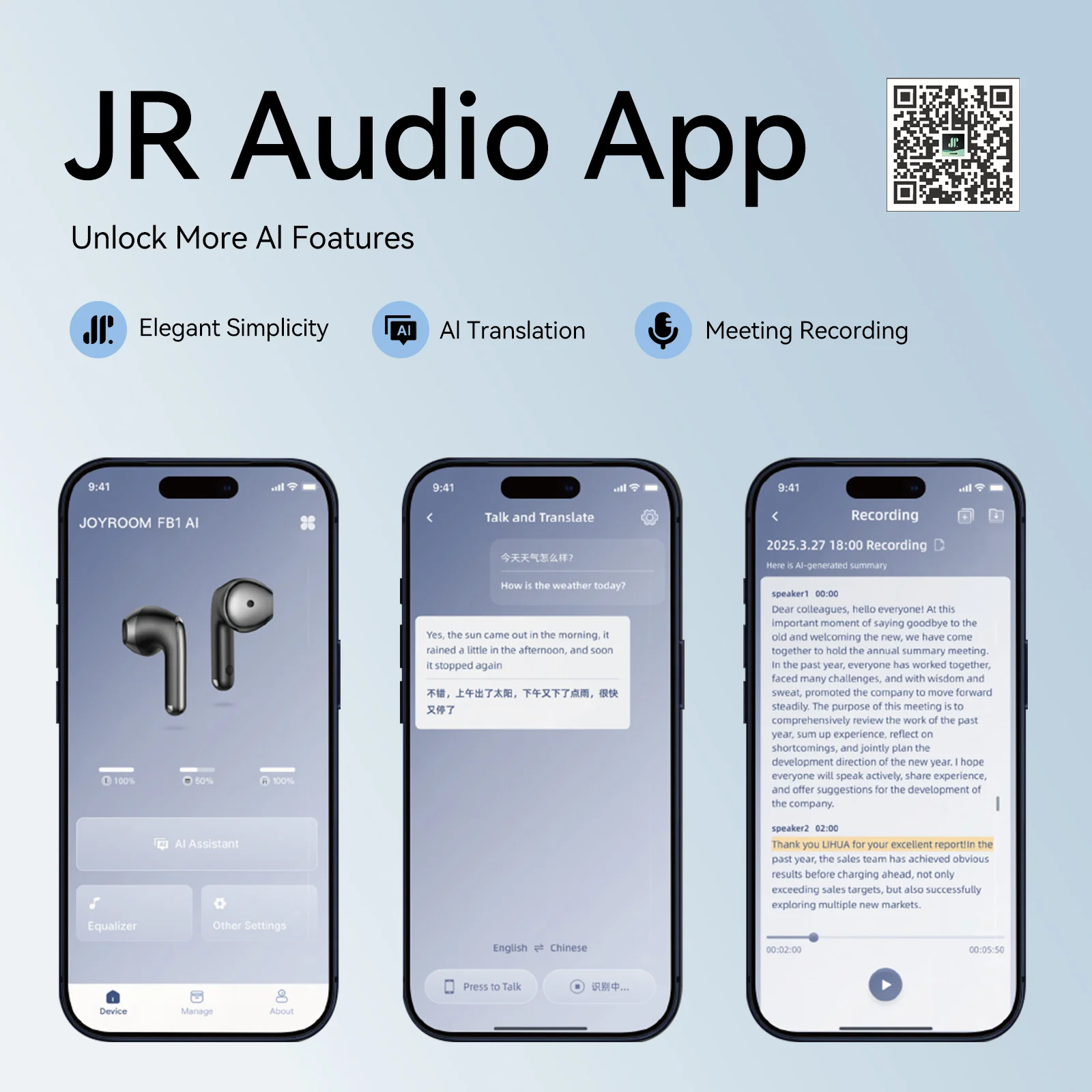 JR-FB1 True Wireless earphones-White  (AI Version) - Image 7