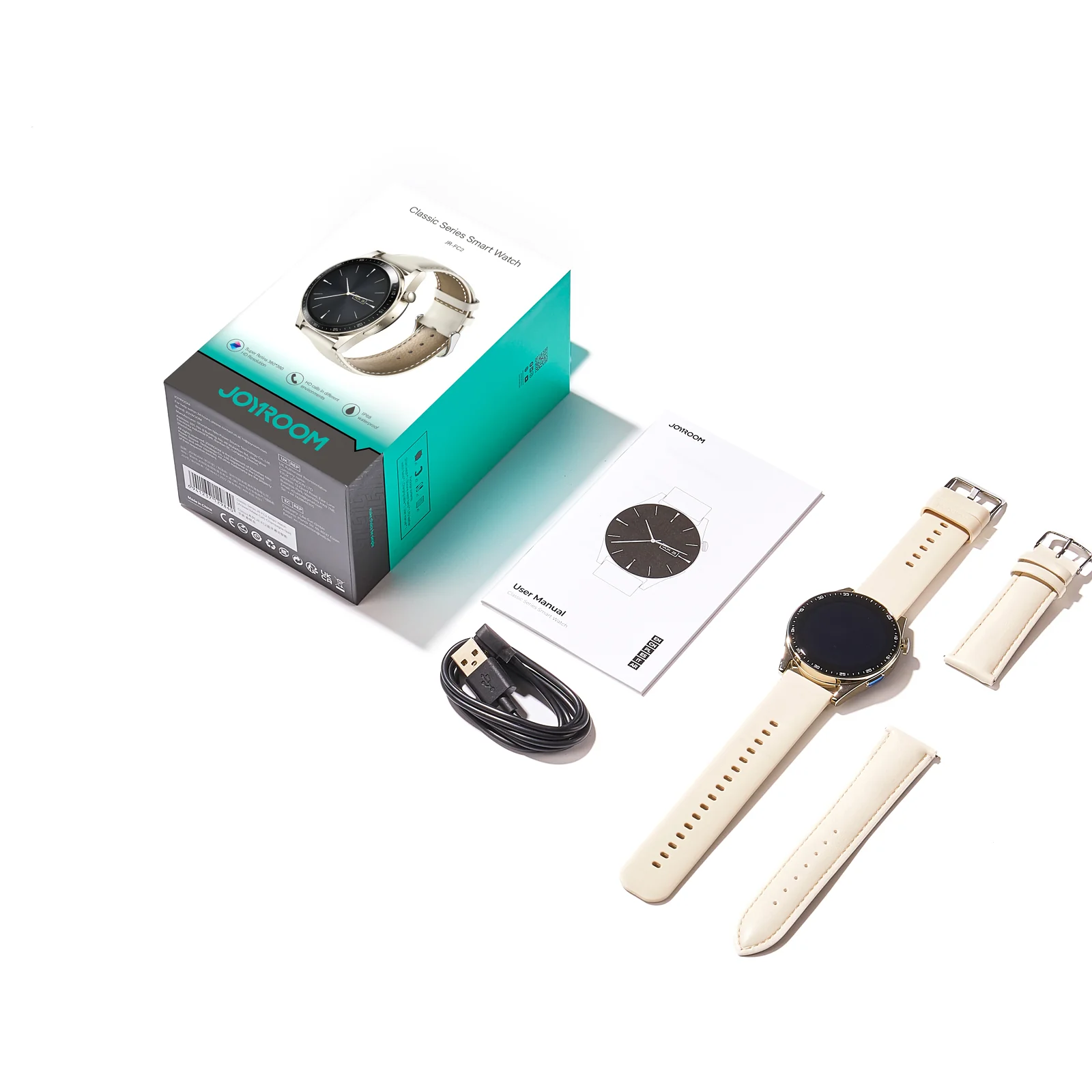 JR-FC2  Classic Waterproof IP68 Classic Series Smart Watch (Make/Answer Call) With Leather Straps - Image 5