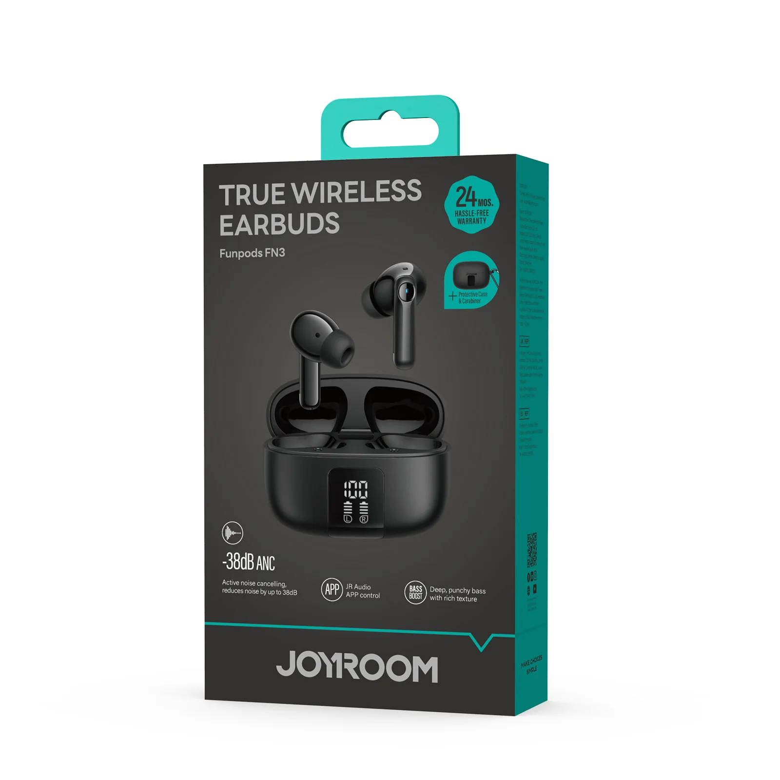 JR-FN3 ANC+ENC True Wireless Bluetooth Earphones Black - Image 3