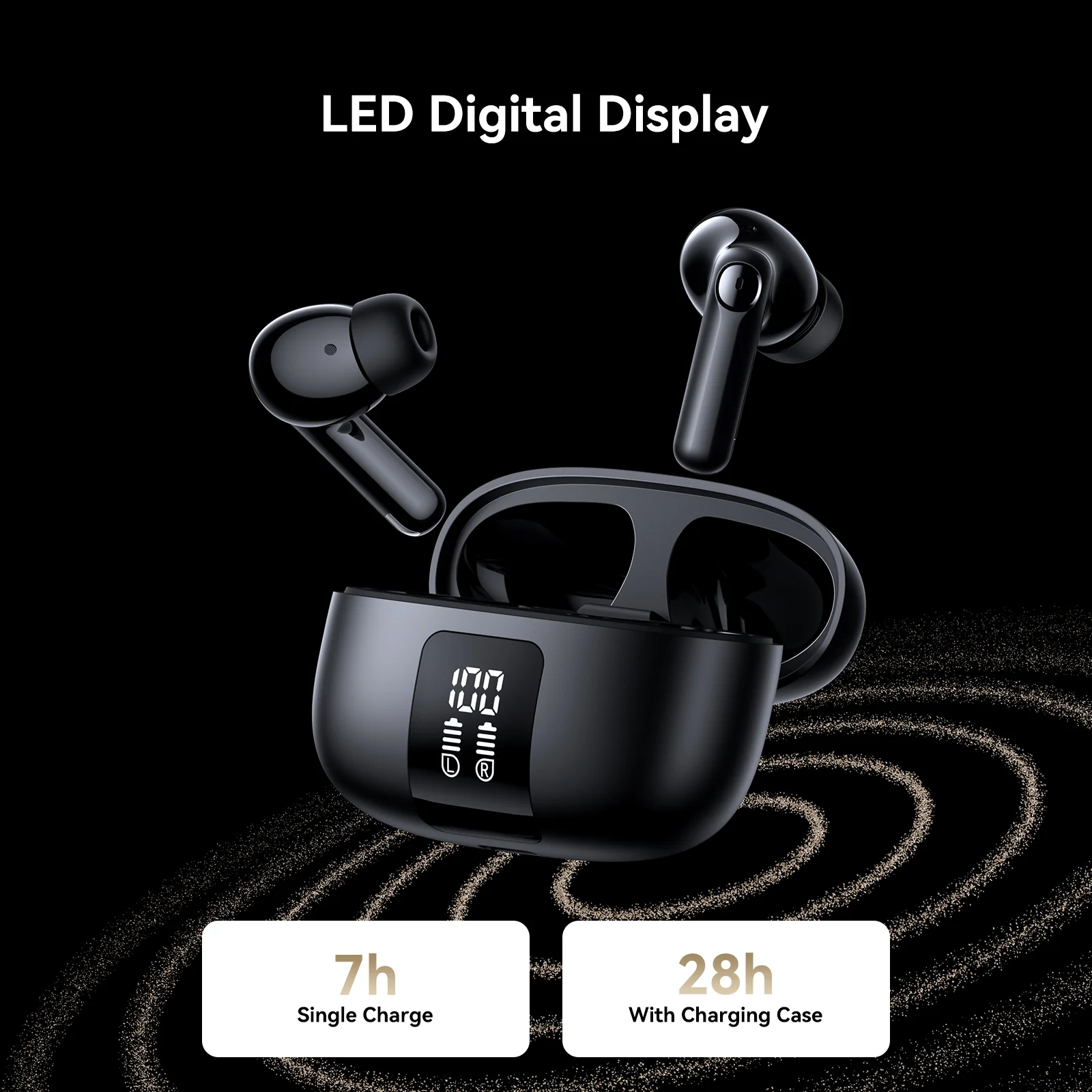 JR-FN3 ANC+ENC True Wireless Bluetooth Earphones Black - Image 5