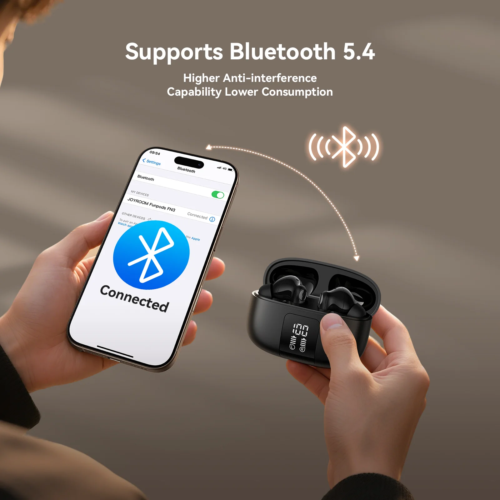 JR-FN3 ANC+ENC True Wireless Bluetooth Earphones Black - Image 6