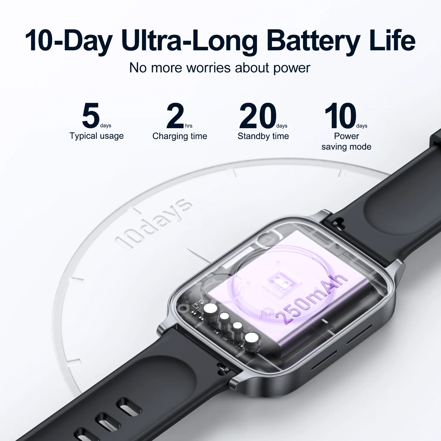 JR-FT3 Pro Waterproof IP68 Smartwatch With 20mm Silicone Black Strap Make/Answer Call - Image 3