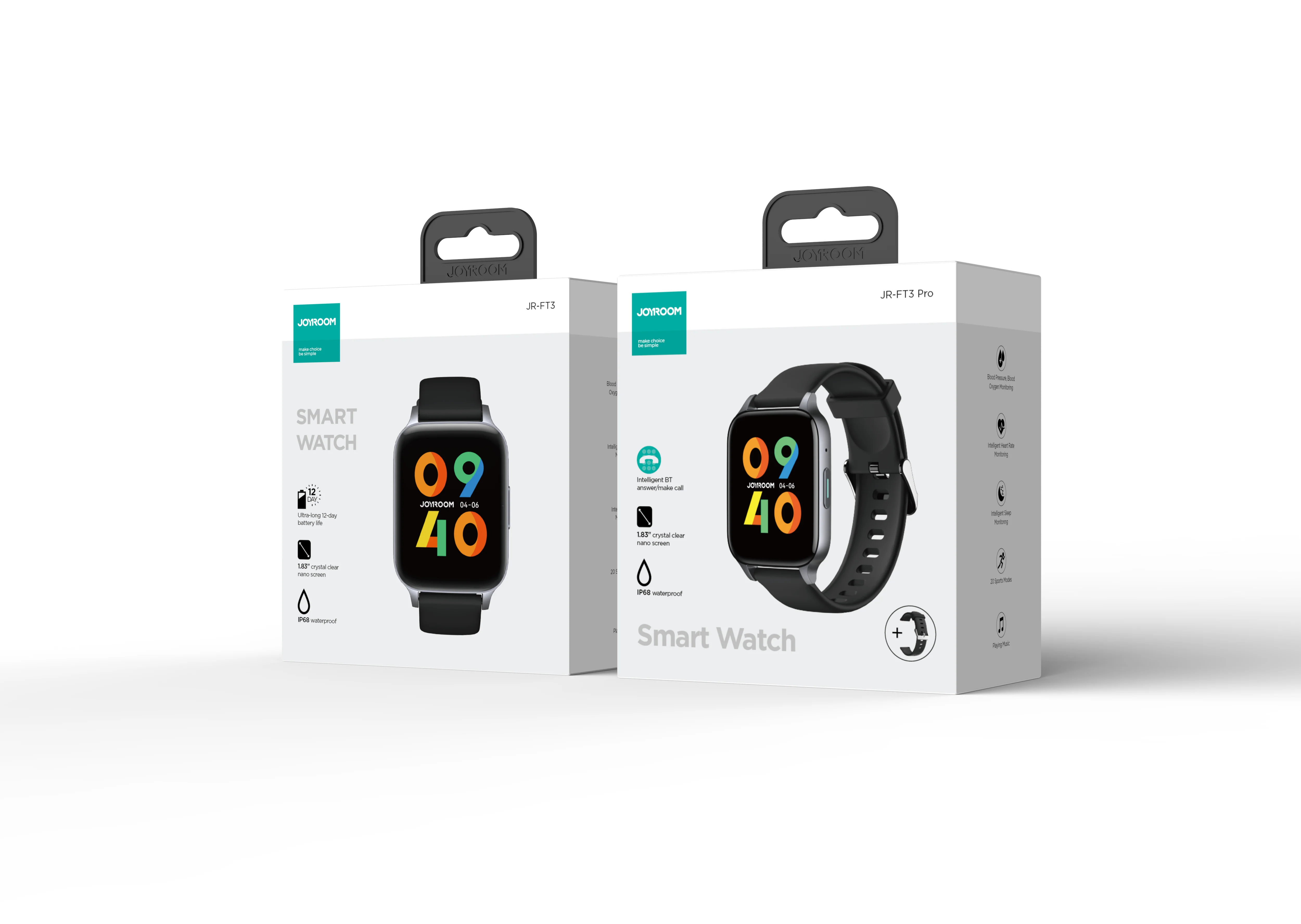 JR-FT3 Pro Waterproof IP68 Smartwatch With 20mm Silicone Black Strap Make/Answer Call - Image 7