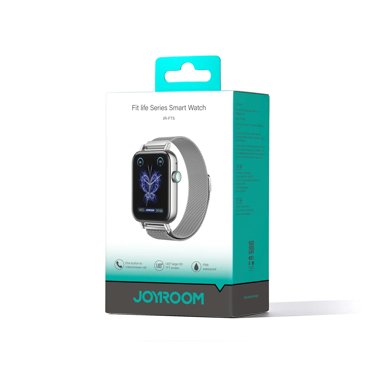 JR-FT5 New Color Waterproof IP68 Smartwatch With Silicone Black Strap Answer/Make Call - Image 4