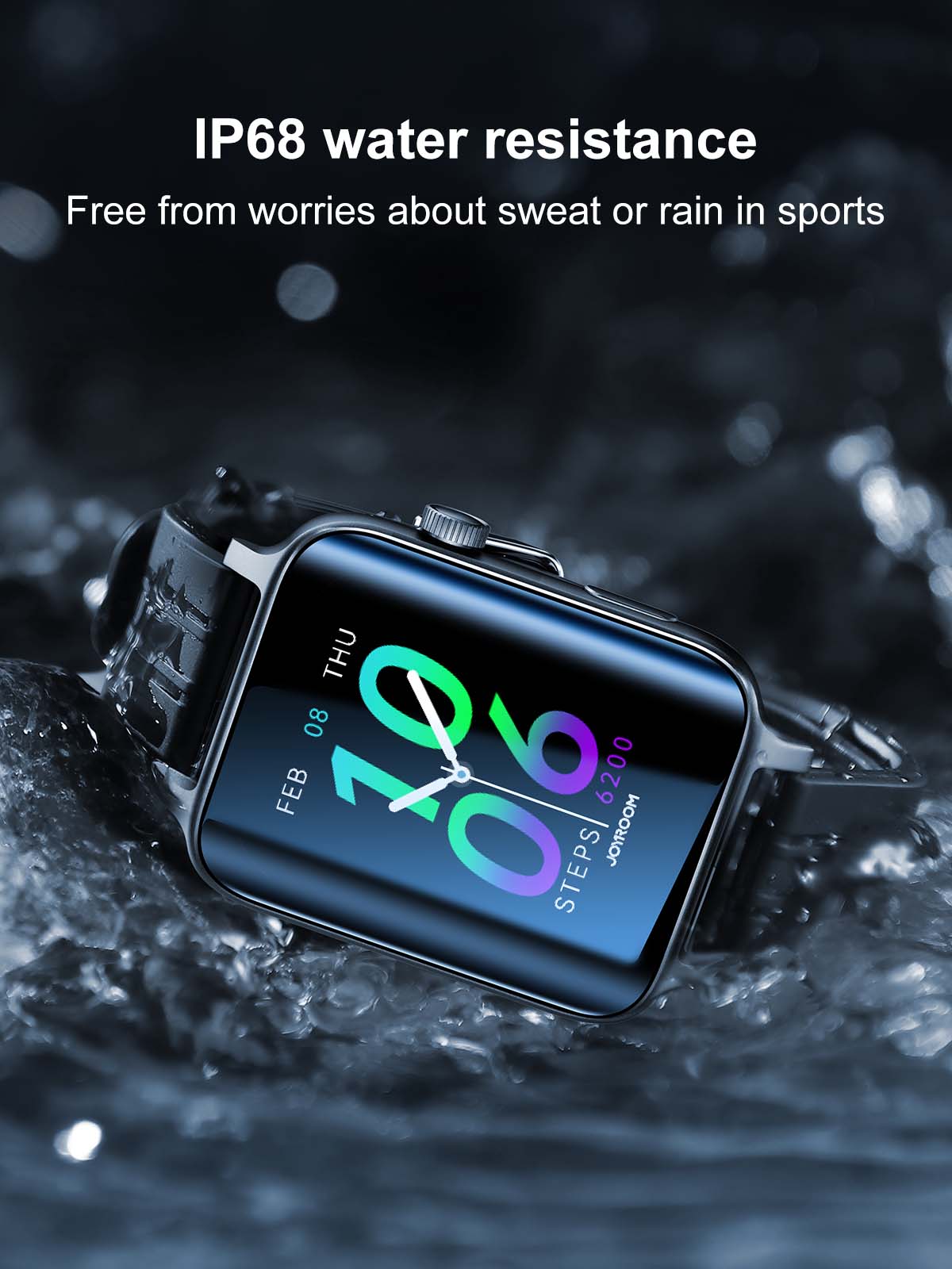 JR-FT6 Waterproof IP68 Smartwatch With Silicone Black Strap Answer/Make Call - Image 3