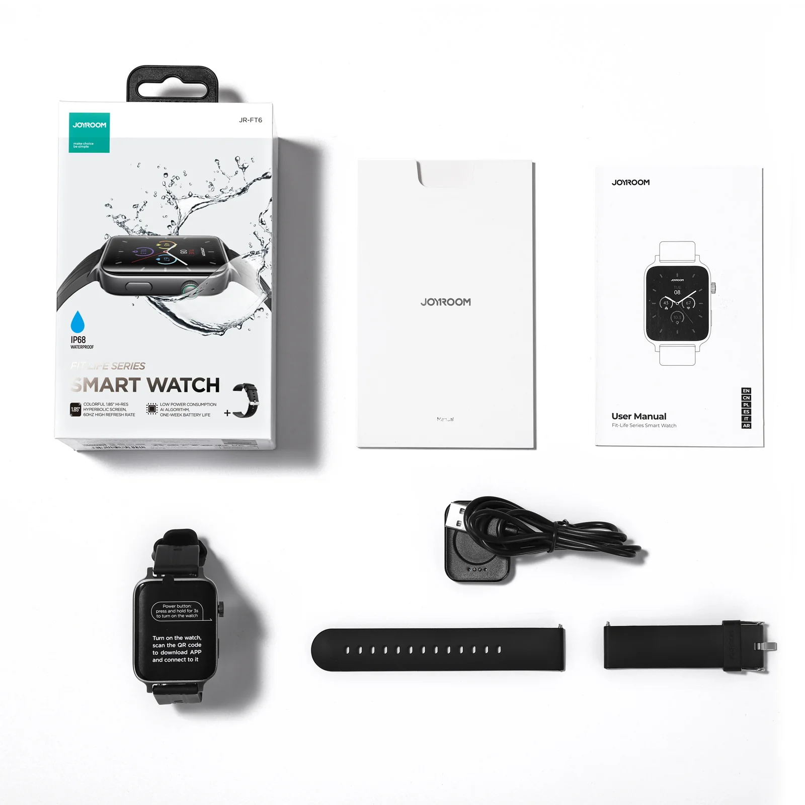 JR-FT6 Waterproof IP68 Smartwatch With Silicone Black Strap Answer/Make Call - Image 6