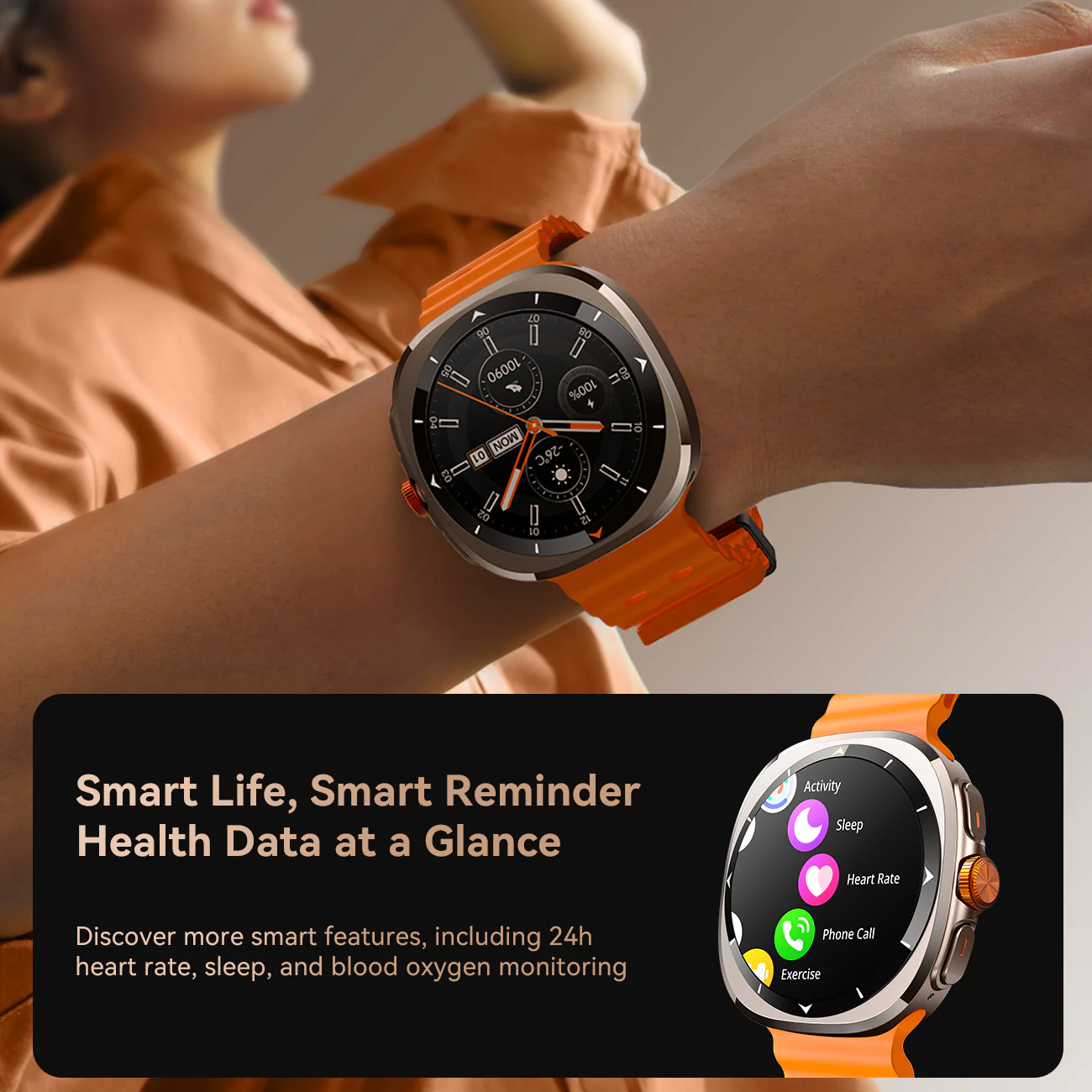 JR-FV2 Smart Watch (Answer/Make Call)-Vitality Orange - Image 4