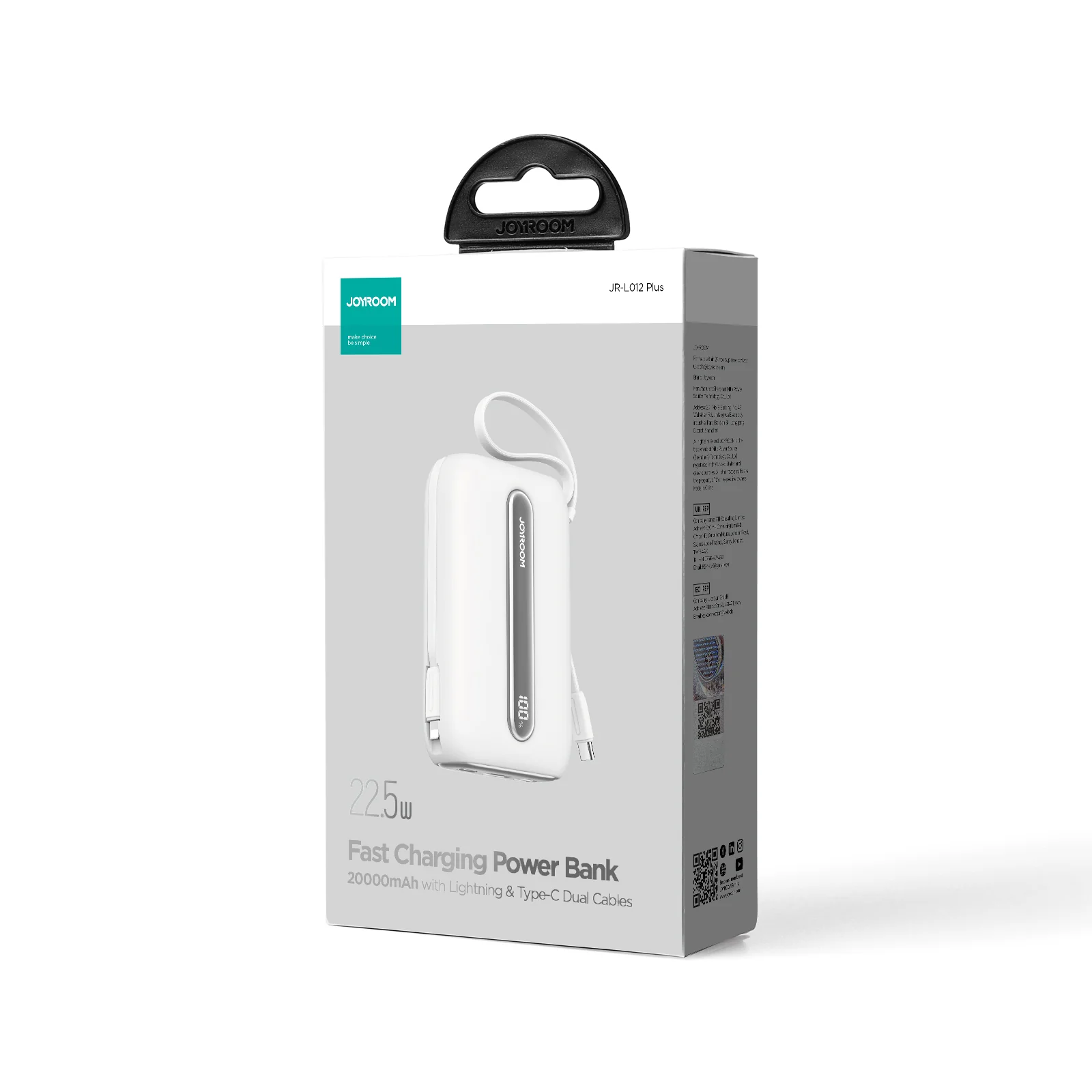 JR-L012 Plus Colorful Series 22.5W mini Power Bank with Dual Cables 20000mAh - Image 5