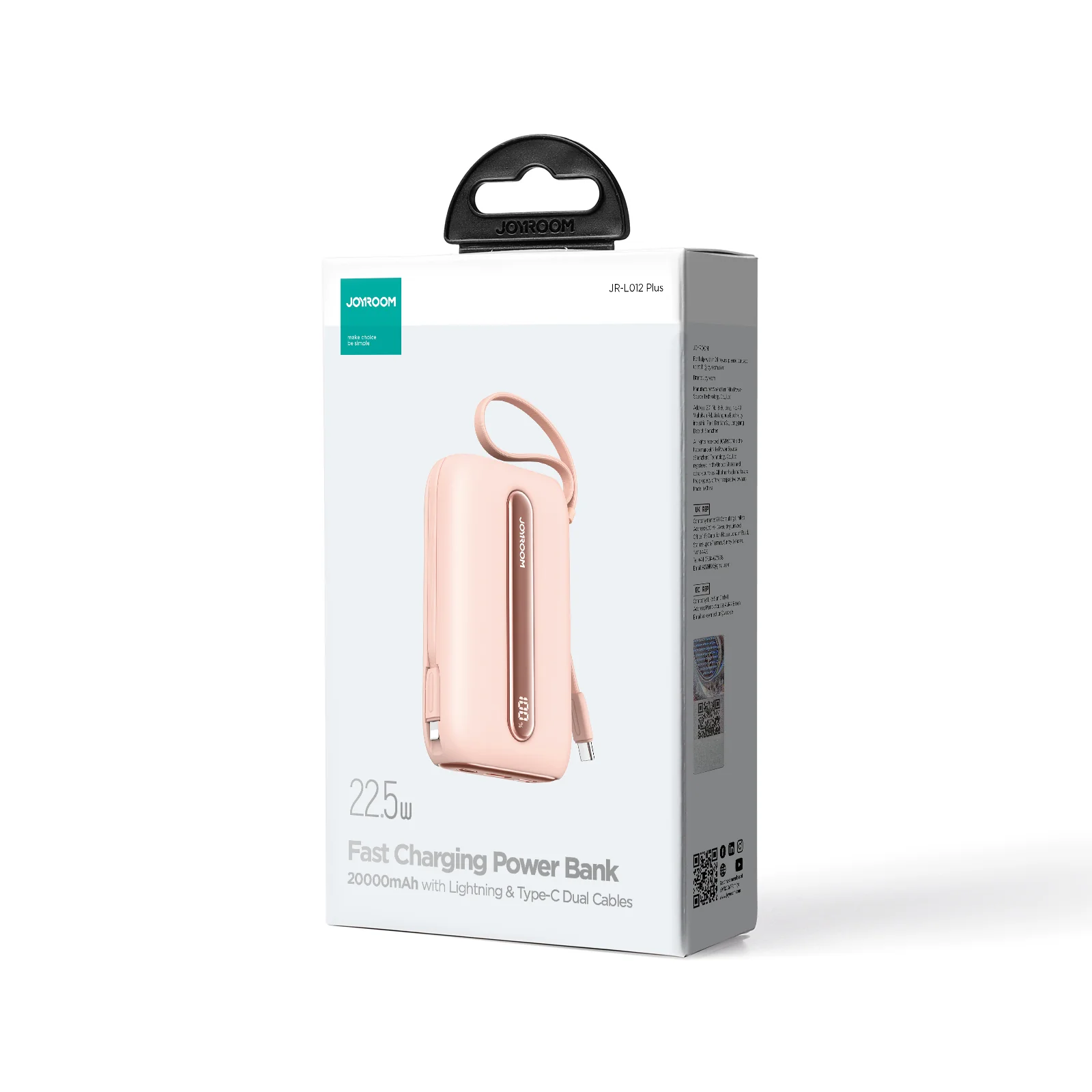 JR-L012 Plus Colorful Series 22.5W mini Power Bank with Dual Cables 20000mAh - Image 6