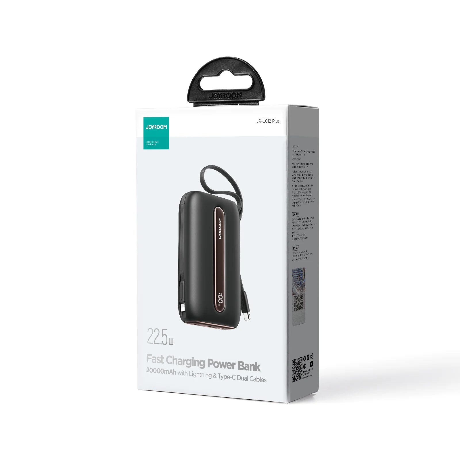 JR-L012 Plus Colorful Series 22.5W mini Power Bank with Dual Cables 20000mAh - Image 7