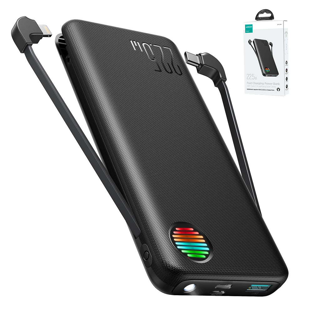 JR-L015 22.5W Power Bank with Dual Cables 10000mAh/20000mAh-Black - Image 3