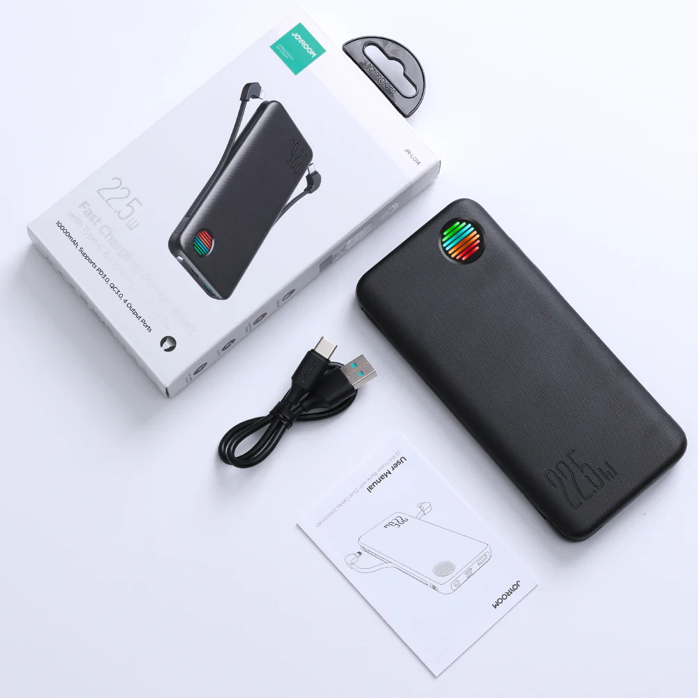 JR-L015 22.5W Power Bank with Dual Cables 10000mAh/20000mAh-Black - Image 6