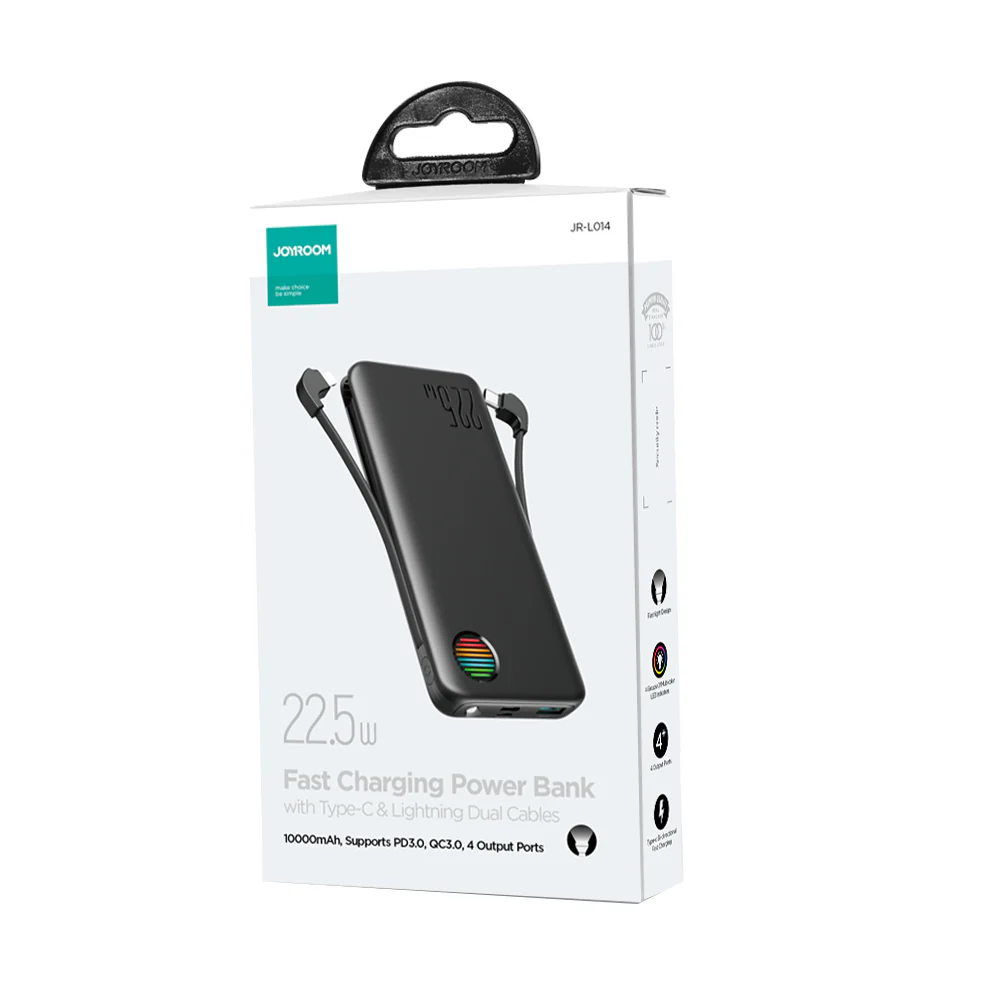 JR-L015 22.5W Power Bank with Dual Cables 10000mAh/20000mAh-Black - Image 7