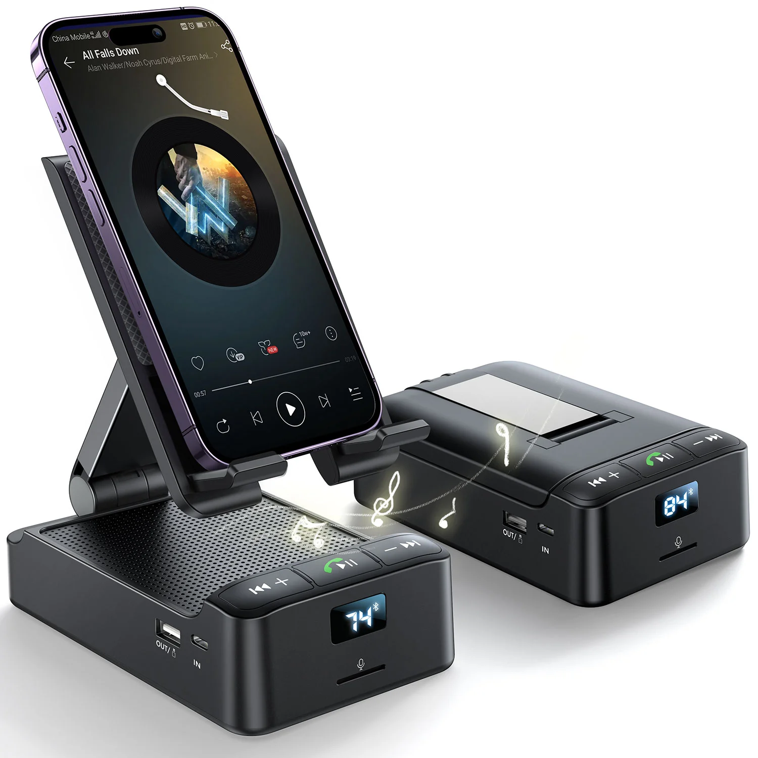 JR-MH01 Wireless Speaker with Phone Holder Black - Image 2