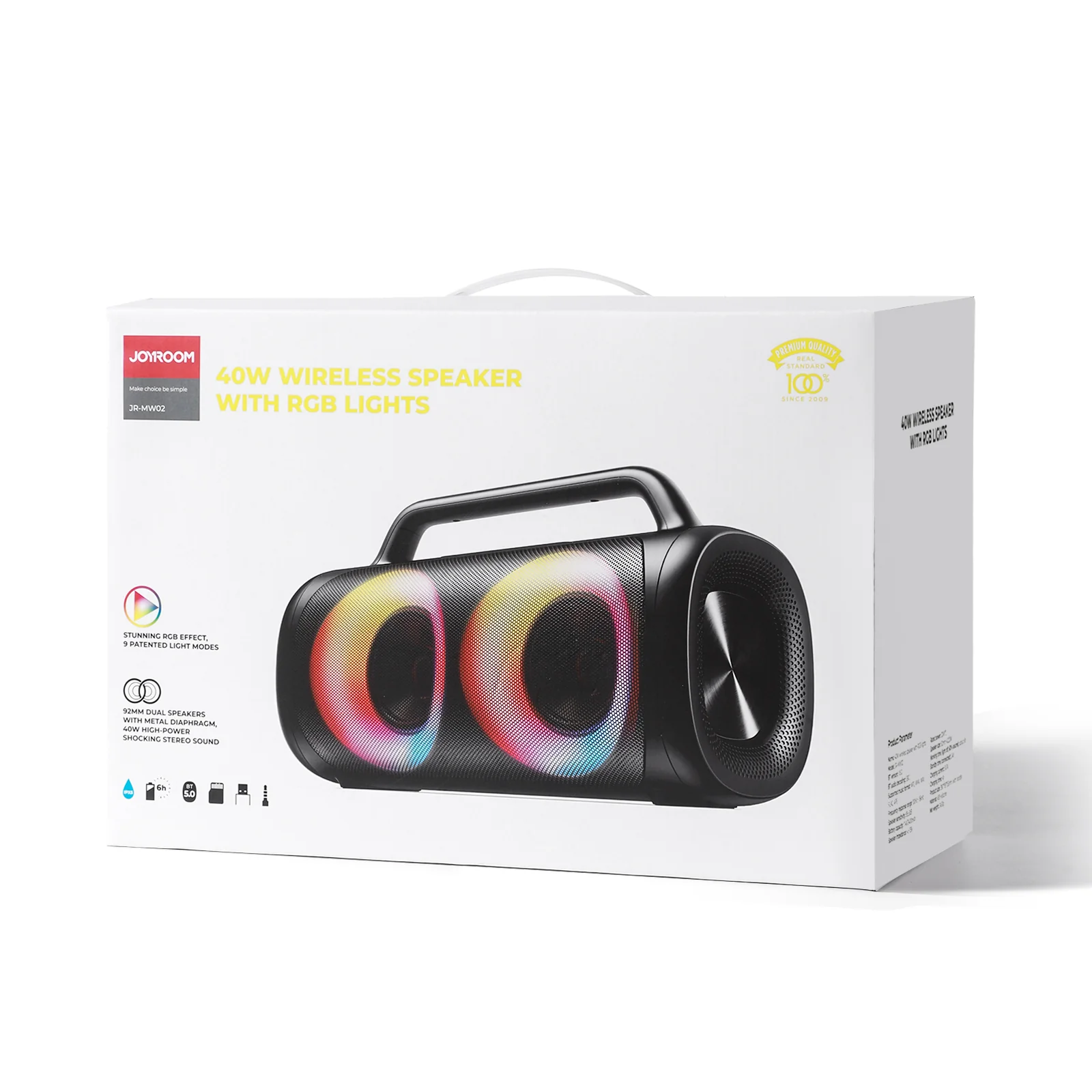 JR-MW02 40W Bluetooth Wireless Speaker with RGB lights - Image 2