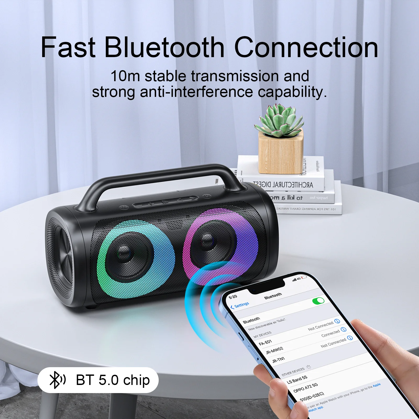 JR-MW02 40W Bluetooth Wireless Speaker with RGB lights - Image 4